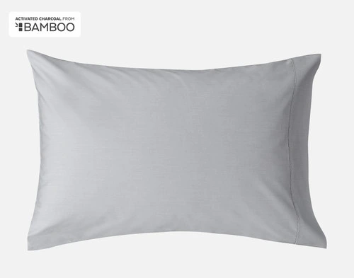 Front view of one of our Bamboo Cotton Pillowcase with Activated Charcoal sitting against a solid white background.