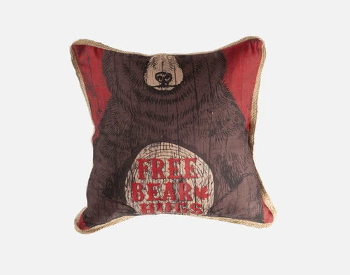 Bear Hug - Linen Look Square Cushion Cover - FINAL SALE