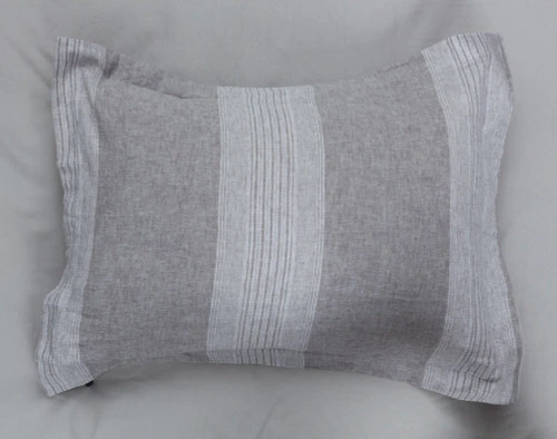 Linen Blend Pillow Sham features vertical stripes in shades of grey.