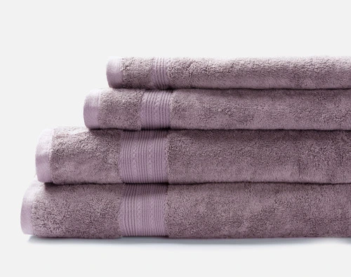 Modal Cotton Towels in Lilac Ash, a dusty purple.