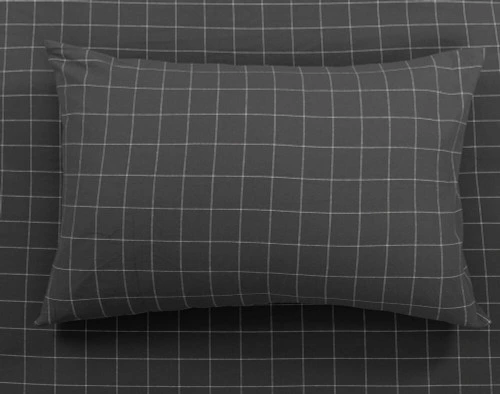 The Black Flannel Pillow Sham of our Alistair Black Flannel Duvet Cover Set.