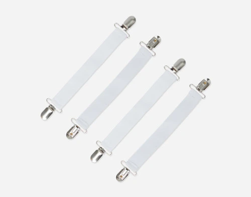 Four sheet straps placed diagonally on a white background, side-by-side. 