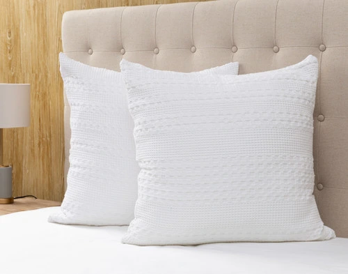 Waffle Cotton Euro Sham - White