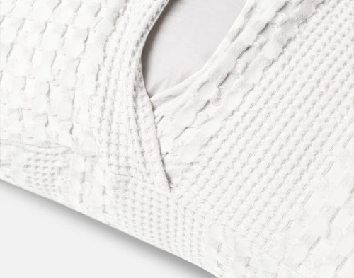 Waffle Cotton Euro Sham - White