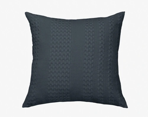 Our Waffle Cotton Euro Sham in Navy Blue sitting against a white background.