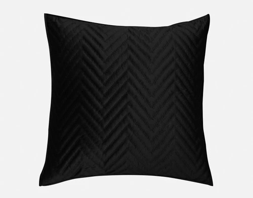 Front view of our Quilted Chevron Euro Sham in Black.