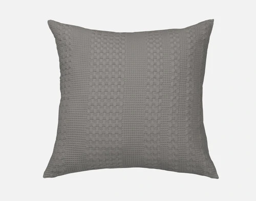 Our Waffle Cotton Euro Sham in Charcoal Grey sitting against a white background.