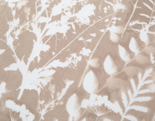 Close-up on the white botanical leaf pattern on our Morgan Recycled Polyester Duvet Cover Set.