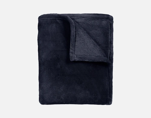 Folded square of our Blue Velvet Plush Throw in Midnight Blue.