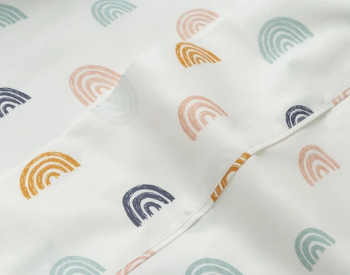 Close-up swatch of our Rainbow Dreamer Organic Cotton Sheet Set.