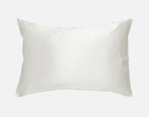 Close-up of our Silk Pillowcase in Snow against a white background.