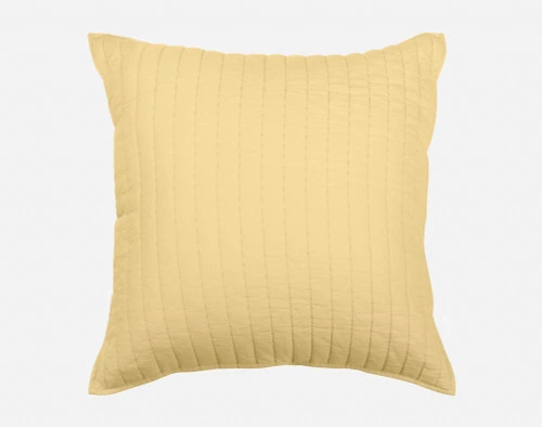 Front view of our Linen Cotton Euro Sham in Yellow sitting against a solid white background.