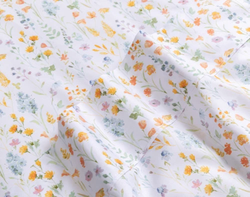 Close-up on the flat sheet of our ____ Organic Cotton Sheet Set.