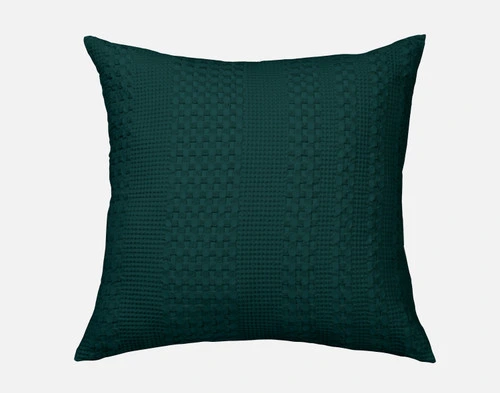 Our Waffle Cotton Euro Sham in Teal Green sitting against a white background.