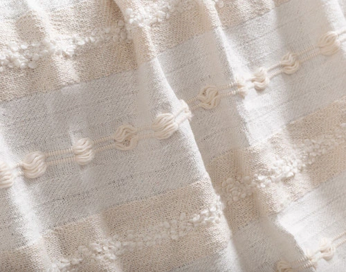 Close-up on the ruffled cozy fabric on our Artisanal Throw in Naya.