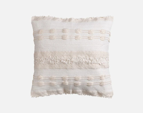 Front view of our Naya Artisanal Cushion sitting against a solid white background.