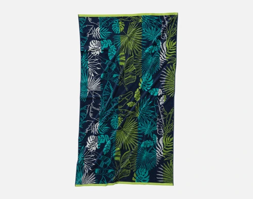 Front view of our Maui Cotton Beach Towel spread vertically in front of a solid white background.