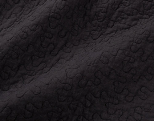 Close-up on the solid black reverse on our Rock River Cotton Quilt Set.