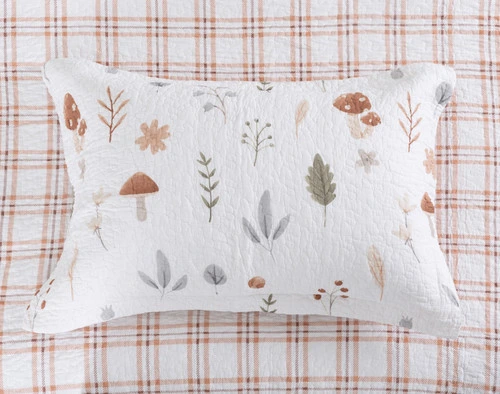 Top view of our pillow sham with coordinating pattern on our Forest Floor Cotton Quilt Set.