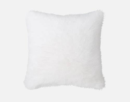 Front view of our Polar Fur Euro Sham in White resting against a solid white background.