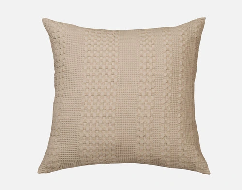 Front view of our Waffle Cotton Euro Sham in Driftstone sitting against a solid white background.