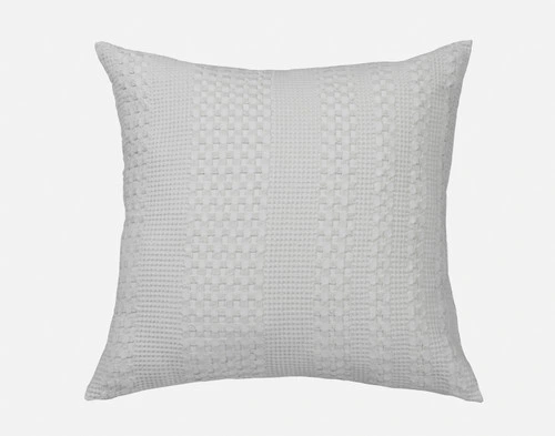 Front view of our Waffle Cotton Euro Sham in Silver sitting against a solid white background.