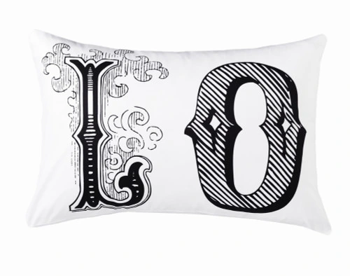 Front view of the L and O design on one of our Love Pillow Talk Pillowcases.