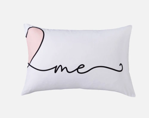 Front view of the "me" design on one of our You Heart Me Pillow Talk Pillowcases.