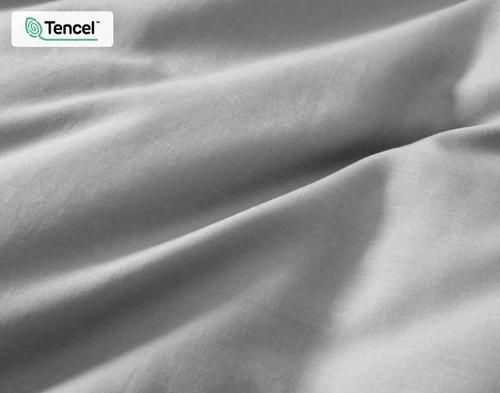 Close-up on our Hemp Touch Duvet Cover in Grey to show its soft fabric and colour.