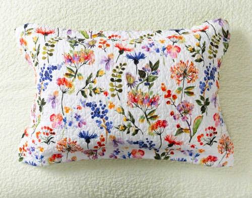 Top view of a matching floral pillow sham for our Maxine Floral Cotton Quilt Set.