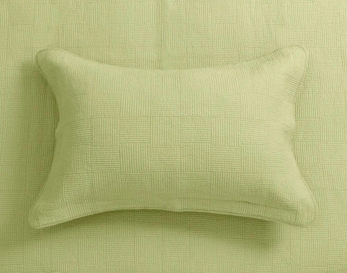 Top view of the coordinating pillow sham for our Kenzie Cotton Quilt Set in Stem Green.