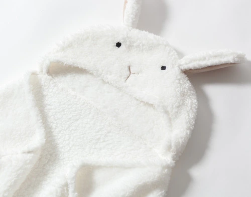 Close view of the bunny-shaped hood on our Rabbit Hooded Animal Throw.