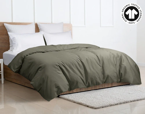 300TC Organic Cotton Duvet Cover - Alligator Green