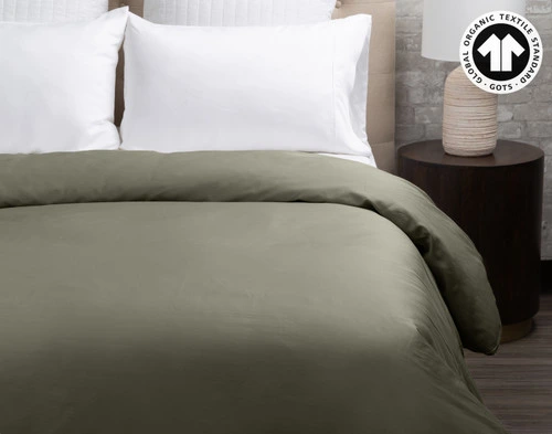 300TC Organic Cotton Duvet Cover - Alligator Green