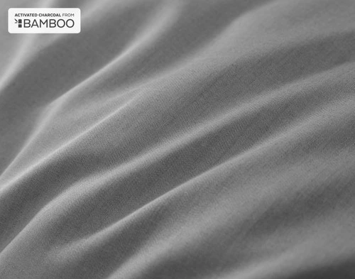 Close-up of the bamboo cotton surface with activated charcoal on our Deep Charcoal Bamboo Cotton Sheet Set.