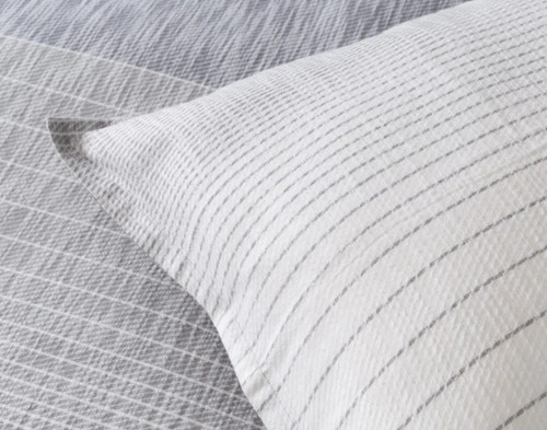 Close-up of the flanged edge corner on our Halston Euro Sham.