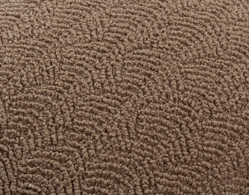 Close-up of the subtle rippling pattern on our Ripple Boucle Euro Sham in Truffle.