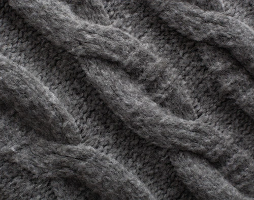 Close-up on the chain knit design on our Grey Fisher Knit Throw.