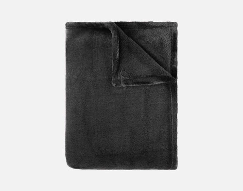 Our Velveteen Throw in Black Night folded neatly into a tidy square.