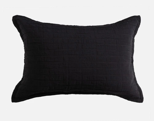 Front view of our Jetset Black Pillow Sham on a solid white background.