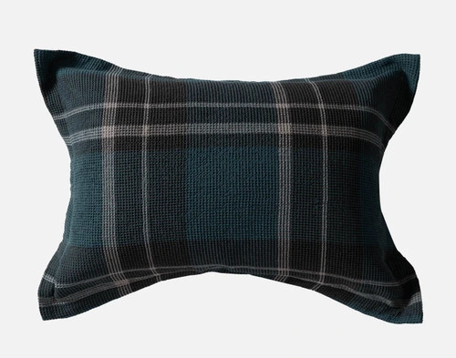 Front view of the green plaid design on our Marlon Pillow Sham.