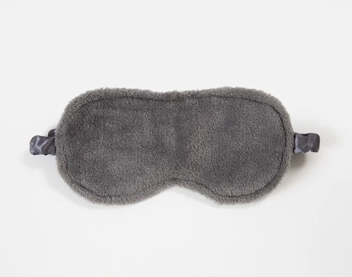 Front view of the plush surface on the sleep mask from our Travel Mate Set in Grey.