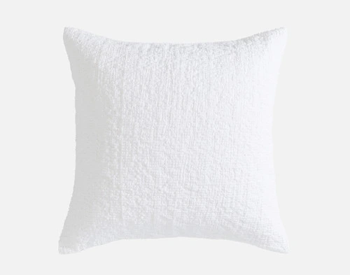 Front view of the Crinkle Euro Sham in White on a white background.