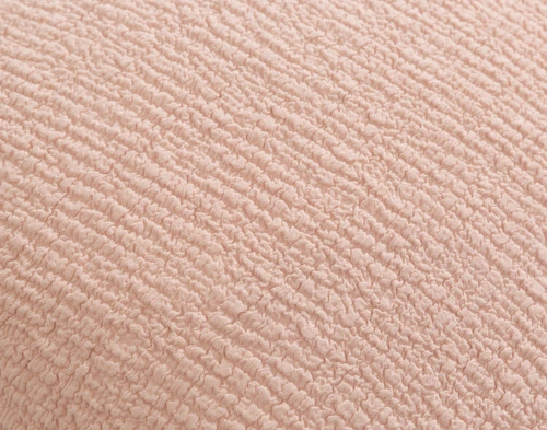 Close-up of the subtle crinkle pattern on the front side of our Crinkle Euro Sham in Peony.