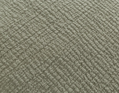 Close up of our Crinkle Square Cushion Cover in Sage, showing the softly textured surface.