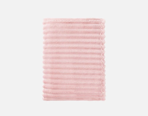 Top view of our Primrose Ribbed Plush Blanket folded into a tidy rectangle.